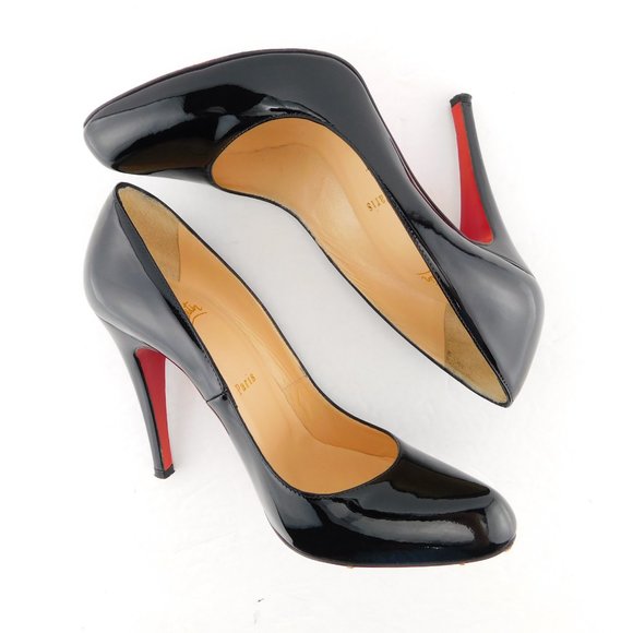 CHRISTIAN LOUBOUTIN Black Patent Leather Heel Pumps 37 - Picture 4 of 8